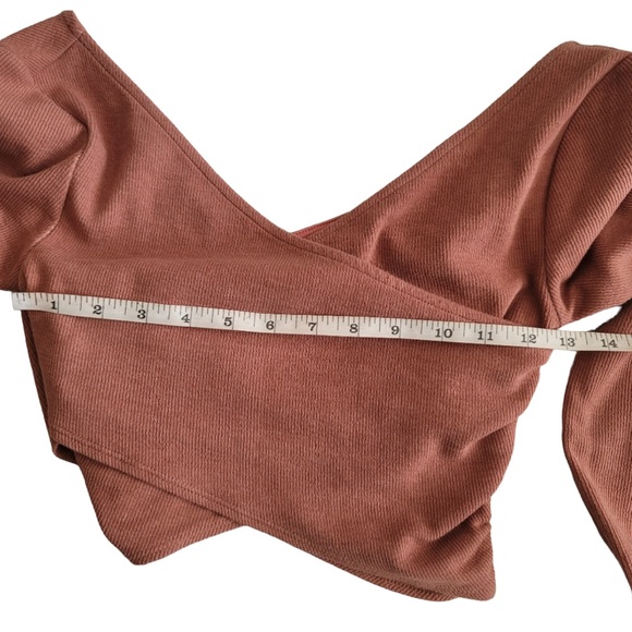 EUC LOVERS + Friends Long Sleeve Ribbed Wrap Cropped Top (BN16-103) - Picture 6 of 11